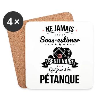 Sous-estimer trentenaire qui joue à la pétanque - Dessous de verre (lot de 4) - blanc - Devant