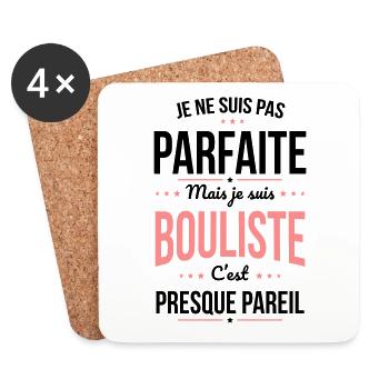 Pétanque - Pas parfaite mais bouliste - Dessous de verre (lot de 4) - blanc - Devant