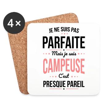 Je ne suis pas parfaite mais je suis campeuse - Dessous de verre (lot de 4) - blanc - Devant