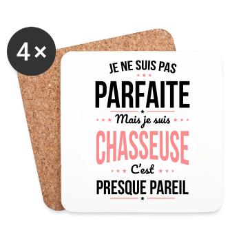 Pas parfaite mais chasseuse c'est presque pareil - Dessous de verre (lot de 4) - blanc - Devant
