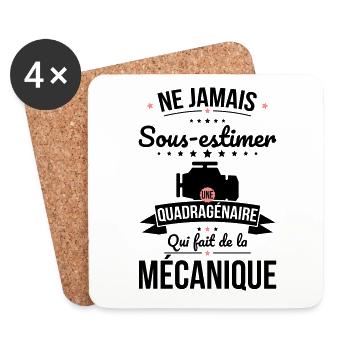 Sous-estimer quadragénaire qui fait mécanique - Dessous de verre (lot de 4) - blanc - Devant