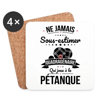 Sous-estimer quadragénaire qui joue à la pétanque - Dessous de verre (lot de 4) - blanc - Devant