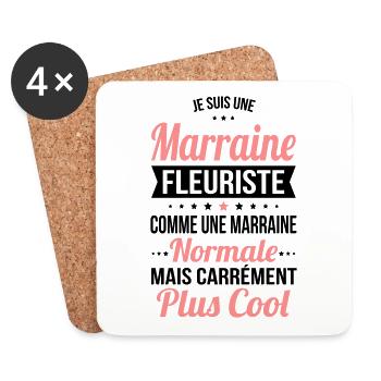 Marraine fleuriste plus cool - Dessous de verre (lot de 4) - blanc - Devant