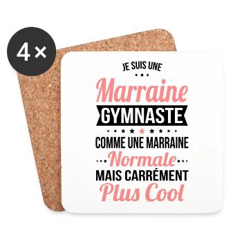 Marraine gymnaste comme marraine normale plus cool - Dessous de verre (lot de 4) - blanc - Devant