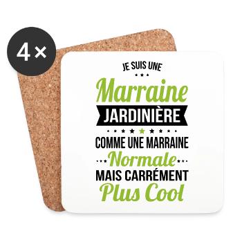 Marraine jardinière plus cool - Dessous de verre (lot de 4) - blanc - Devant
