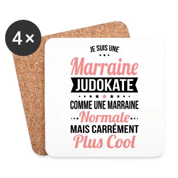 Marraine judokate comme marraine normale plus cool - Dessous de verre (lot de 4) - blanc - Devant
