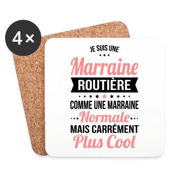 Marraine routière comme marraine normale plus cool - Dessous de verre (lot de 4) - blanc - Devant