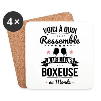Voici à quoi ressemble la meilleure boxeuse - Dessous de verre (lot de 4) - blanc - Devant