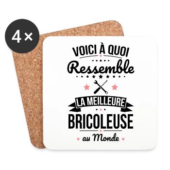 Voici à quoi ressemble la meilleure bricoleuse - Dessous de verre (lot de 4) - blanc - Devant
