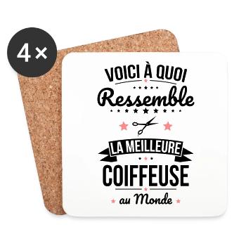 Voici à quoi ressemble la meilleure coiffeuse - Dessous de verre (lot de 4) - blanc - Devant