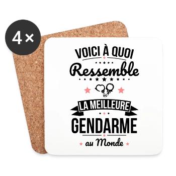 Voici à quoi ressemble la meilleure gendarme - Dessous de verre (lot de 4) - blanc - Devant