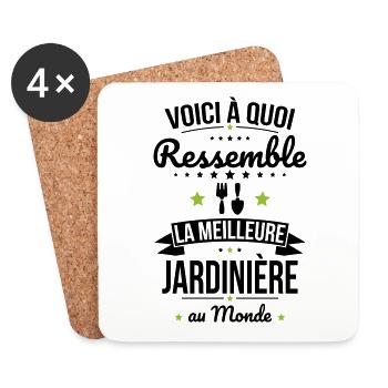 Voici à quoi ressemble la meilleure jardinière - Dessous de verre (lot de 4) - blanc - Devant