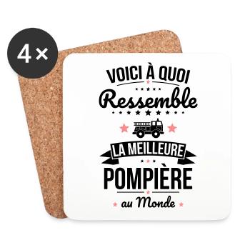 Voici à quoi ressemble la meilleure pompière - Dessous de verre (lot de 4) - blanc - Devant