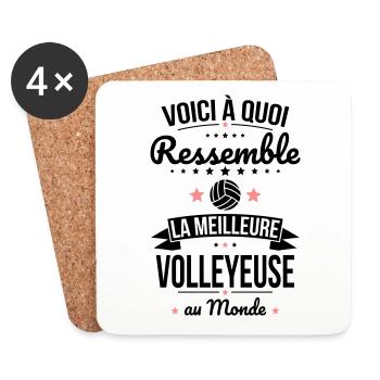 Voici à quoi ressemble la meilleure volleyeuse - Dessous de verre (lot de 4) - blanc - Devant