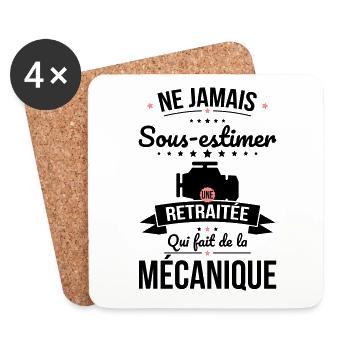 Sous-estimer une retraitée qui fait mécanique - Dessous de verre (lot de 4) - blanc - Devant