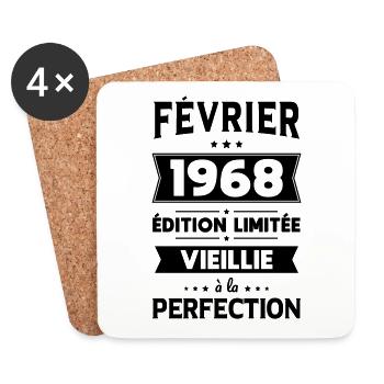 Anniversaire 55 ans - Février 1968 Perfection - Dessous de verre (lot de 4) - blanc - Devant
