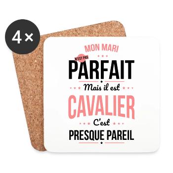 Mon mari n'est pas parfait mais il est cavalier - Dessous de verre (lot de 4) - blanc - Devant