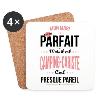 Mon mari pas parfait mais il est camping-cariste - Dessous de verre (lot de 4) - blanc - Devant