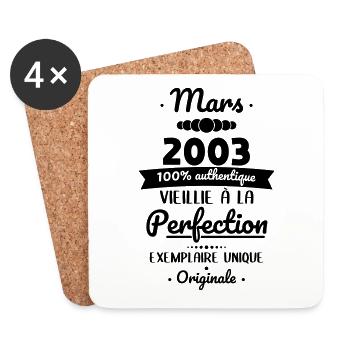 Anniversaire 20 ans - Mars 2003 Originale - Dessous de verre (lot de 4) - blanc - Devant