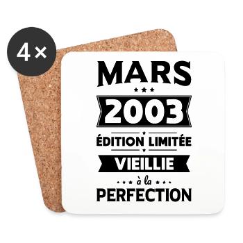 Anniversaire 20 ans - Mars 2003 Perfection - Dessous de verre (lot de 4) - blanc - Devant