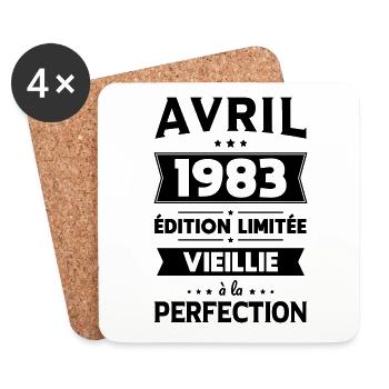 Anniversaire 40 ans - Avril 1983 Perfection - Dessous de verre (lot de 4) - blanc - Devant