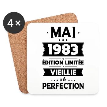 Anniversaire 40 ans - Mai 1983 Perfection - Dessous de verre (lot de 4) - blanc - Devant