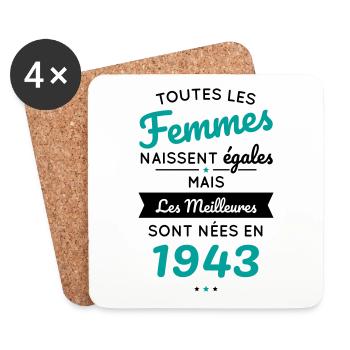 Anniversaire 81 ans - Meilleures sont nées en 1943 - Dessous de verre (lot de 4) - blanc - Devant