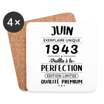 Anniversaire 81 ans - Juin 1943 Perfection - Dessous de verre (lot de 4) - blanc - Devant