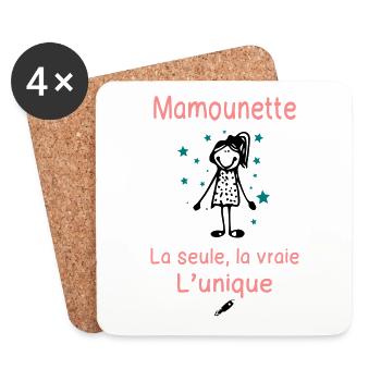 Mamounette la Seule la Vraie l'Unique - Cadeau - Dessous de verre (lot de 4) - blanc - Devant