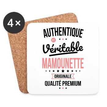 Authentique et véritable Mamounette - Cadeau - Dessous de verre (lot de 4) - blanc - Devant