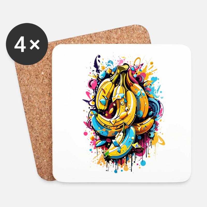 Graffiti Bananen - Untersetzer (4er-Set) - Weiß