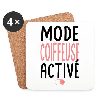 Mode Coiffeuse activé - Idée cadeau - Dessous de verre (lot de 4) - blanc - Devant