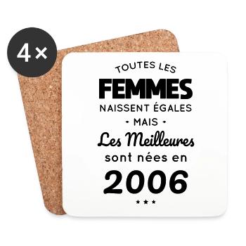 Anniversaire 18 ans - Meilleures sont nées en 2006 - Dessous de verre (lot de 4) - blanc - Devant