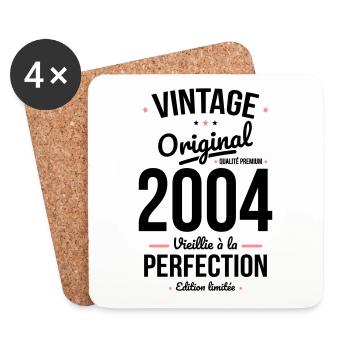 Anniversaire 20 ans - Vintage - Original - 2004 - Dessous de verre (lot de 4) - blanc - Devant