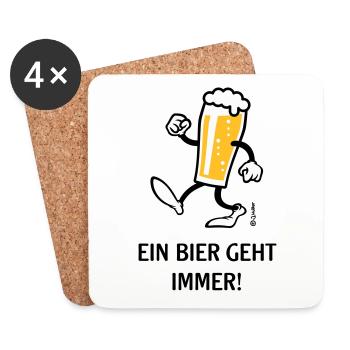 XEin Bier Geht Immer! (Bierchen / Cartoon Lustig) - Untersetzer (4er-Set) - Weiß - Vorne
