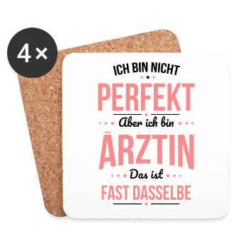 Ich bin nicht perfekt aber ich bin Ärztin - Untersetzer (4er-Set) - Weiß - Vorne