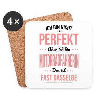 Not perfect, but I'm a motorcyclist - Coasters (set of 4) - white - Front