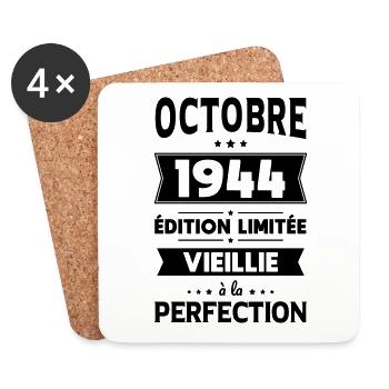 80th Birthday - October 1944 Perfection - Coasters (set of 4) - white - Front