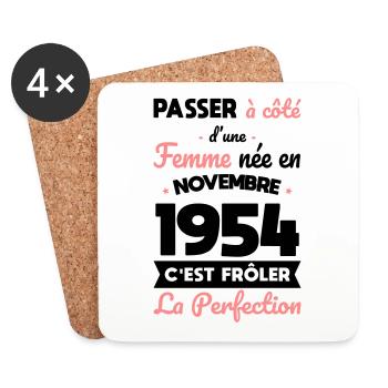 Geburtstag 70 Jahre – Geboren im November 1954 - Untersetzer (4er-Set) - Weiß - Vorne