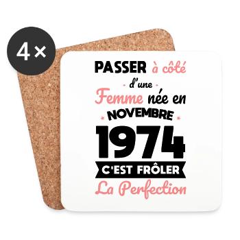 50th Birthday - Born in November 1974 - Coasters (set of 4) - white - Front