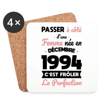 30th Birthday - Born in December 1994 - Coasters (set of 4) - white - Front