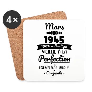 80th Anniversary - March 1945 Original - Coasters (set of 4) - white - Front