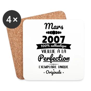 Anniversaire 18 ans - Mars 2007 Originale - Dessous de verre (lot de 4) - blanc - Devant