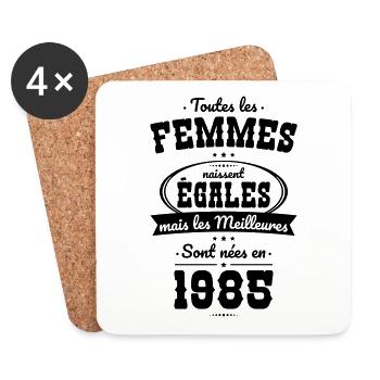 Anniversaire 40 ans - Meilleures sont nées en 1985 - Dessous de verre (lot de 4) - blanc - Devant
