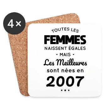 18th birthday - Best were born in 2007 - Coasters (set of 4) - white - Front