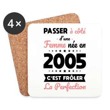20th anniversary - Born 2005 Near perfection - Coasters (set of 4) - white - Front