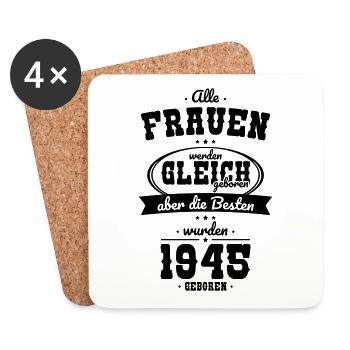 80e anniversaire - Les meilleurs sont nés en 1945 - Dessous de verre (lot de 4) - blanc - Devant