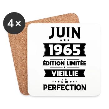Anniversaire 60 ans - Juin 1965 Perfection - Dessous de verre (lot de 4) - blanc - Devant