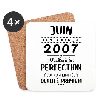 Anniversaire 18 ans - Juin 2007 Perfection - Dessous de verre (lot de 4) - blanc - Devant