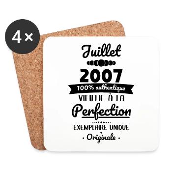 Anniversaire 18 ans - Juillet 2007 Originale - Dessous de verre (lot de 4) - blanc - Devant